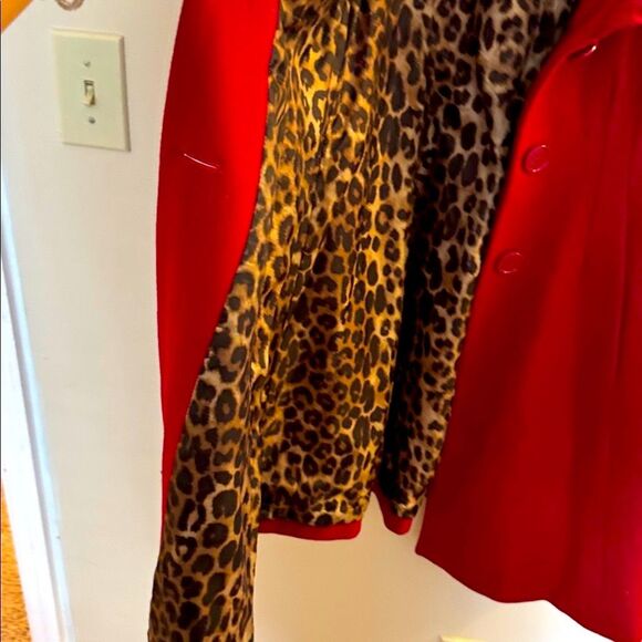 Express Red Women's Coat A Line Wool blend Small Knee Length Fit n Flare Small - Picture 5 of 9